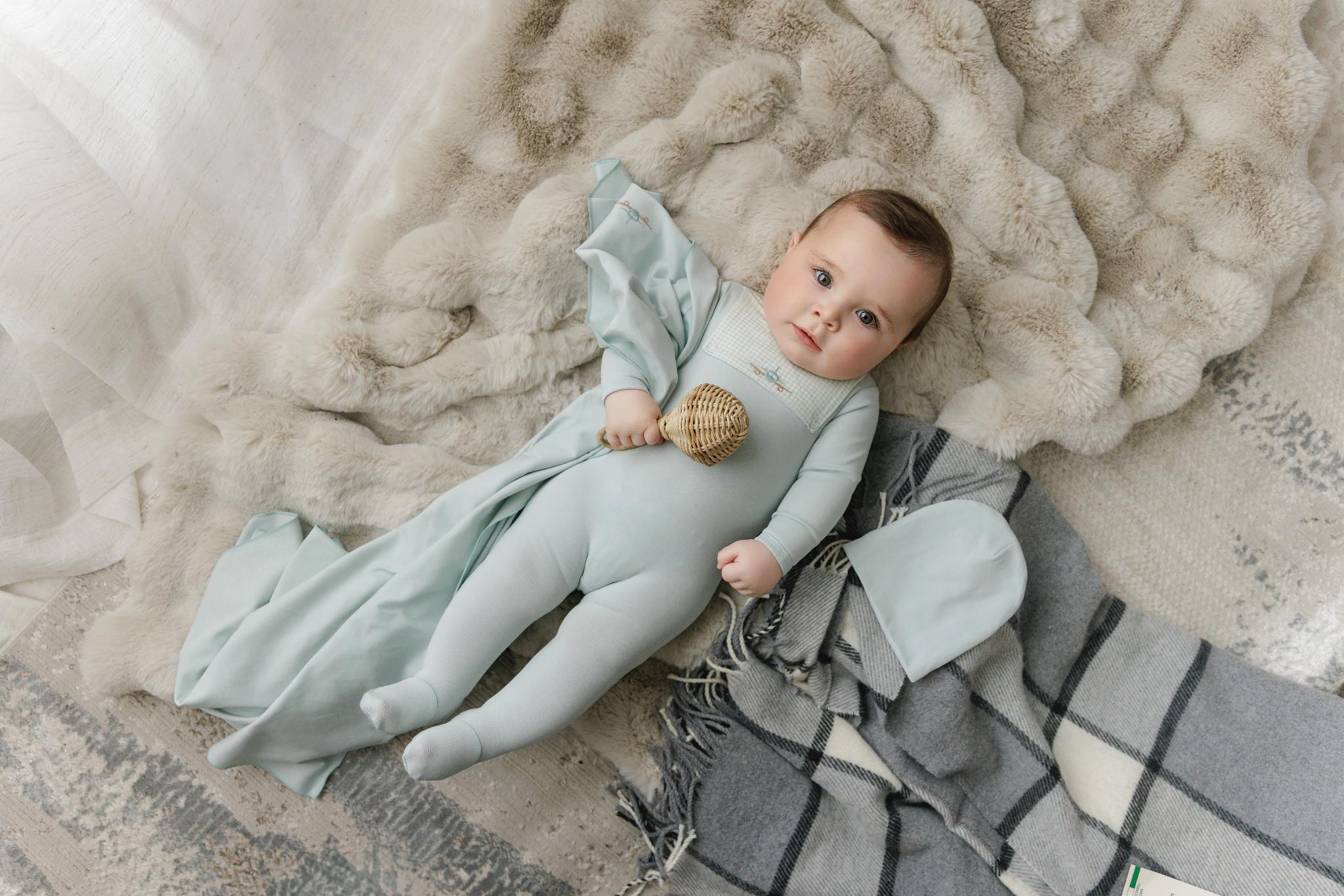 Gingham Bib Layette Set
