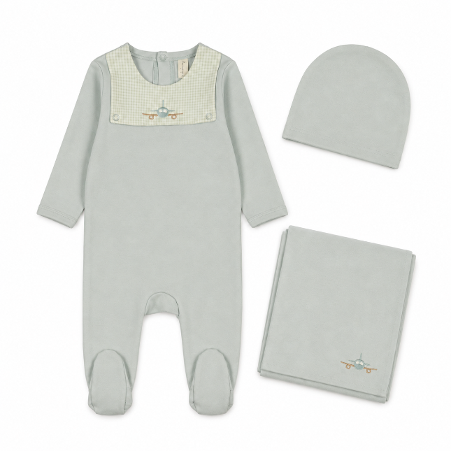 Gingham Bib Layette Set