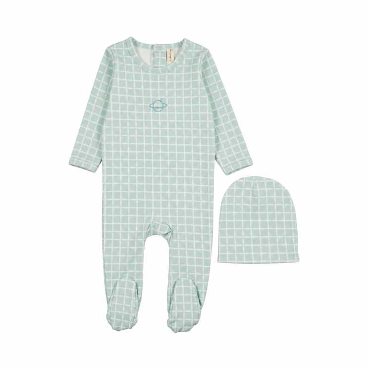 Checkered Embroidered Footie Set