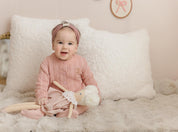 Embroidered Collar Knit Footie Set
