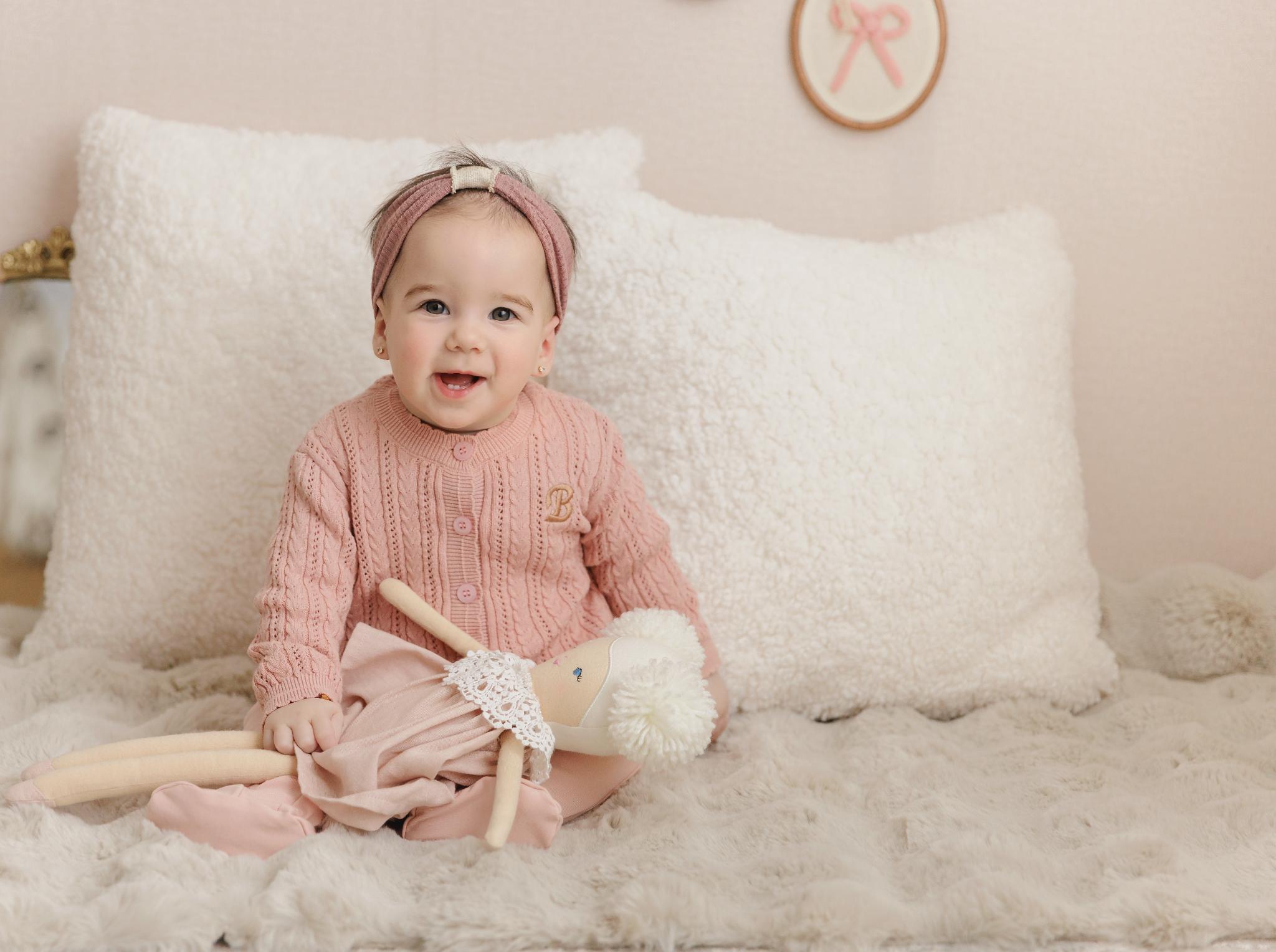 Embroidered Collar Knit Footie Set