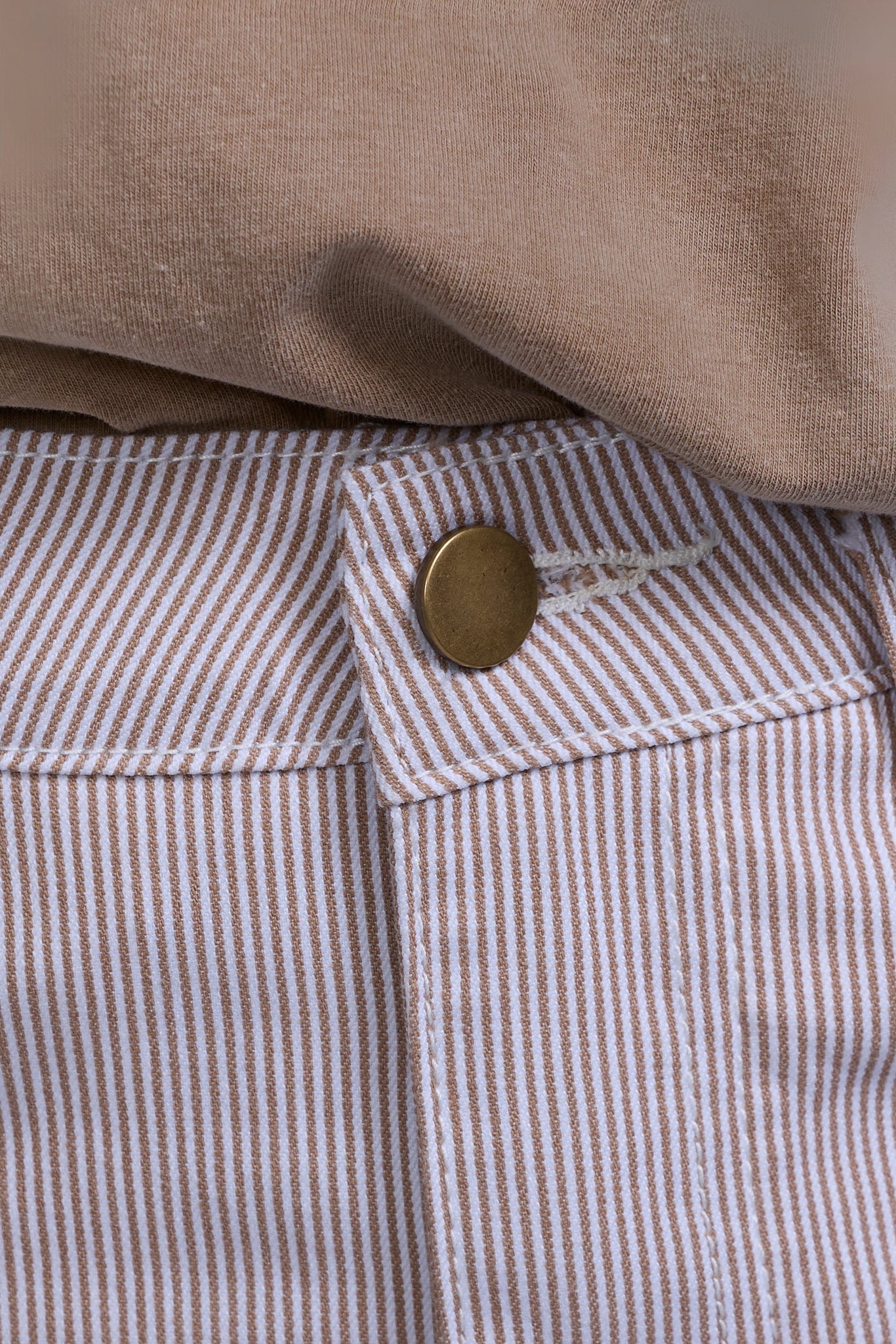 Tan Pinstripe Denim Skirt