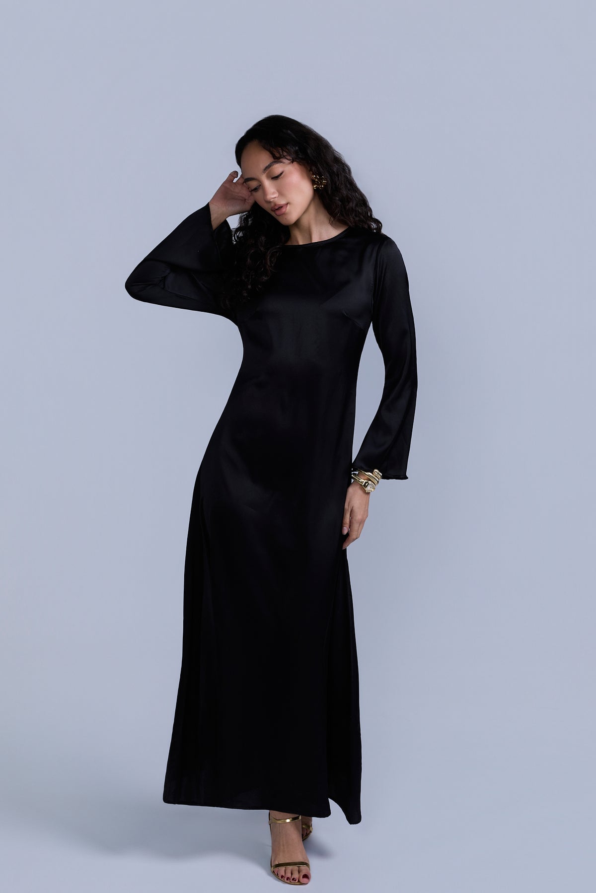 Slip Long Sleeve Dress Black