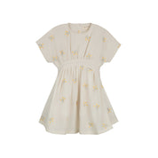 Girls Embroidered Floral Short Sleeve Dress – Ivory – Holland Collection