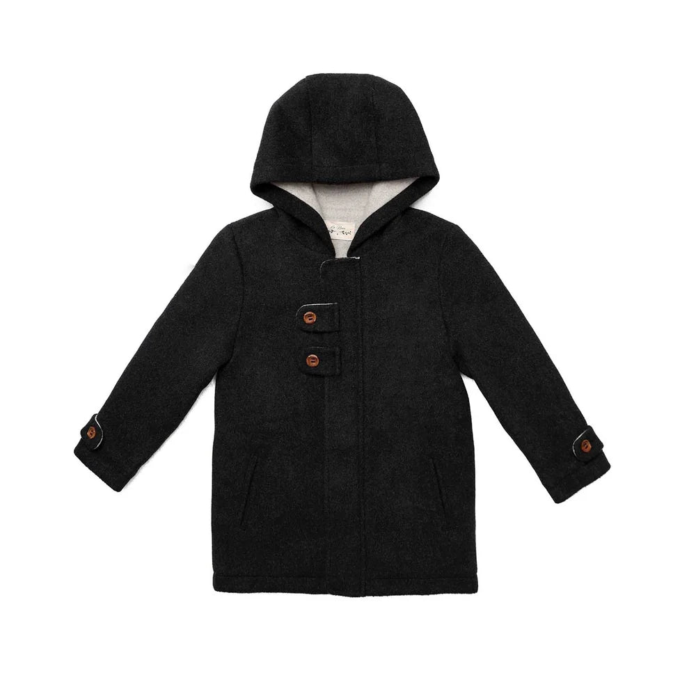 Boys Wool Button Coat - Grey
