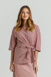 Striped Knot Tee Pink