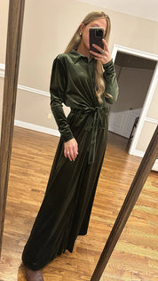 Velvet Buttoned Maxi Dress