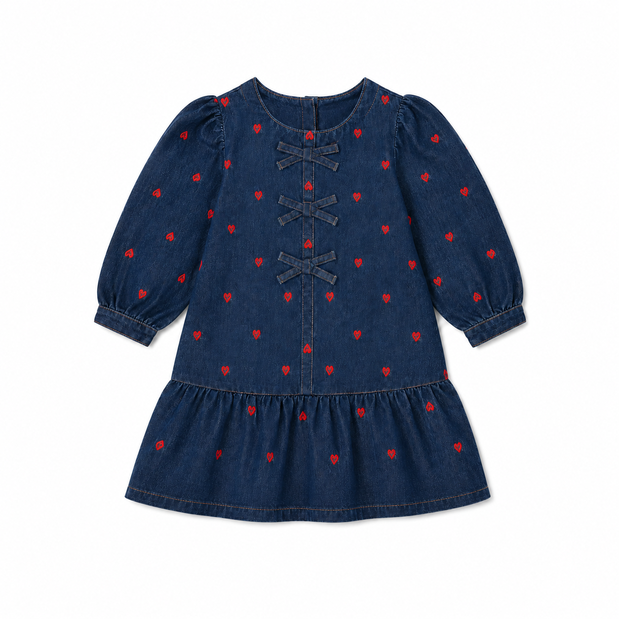 Printed Heart Denim Dress