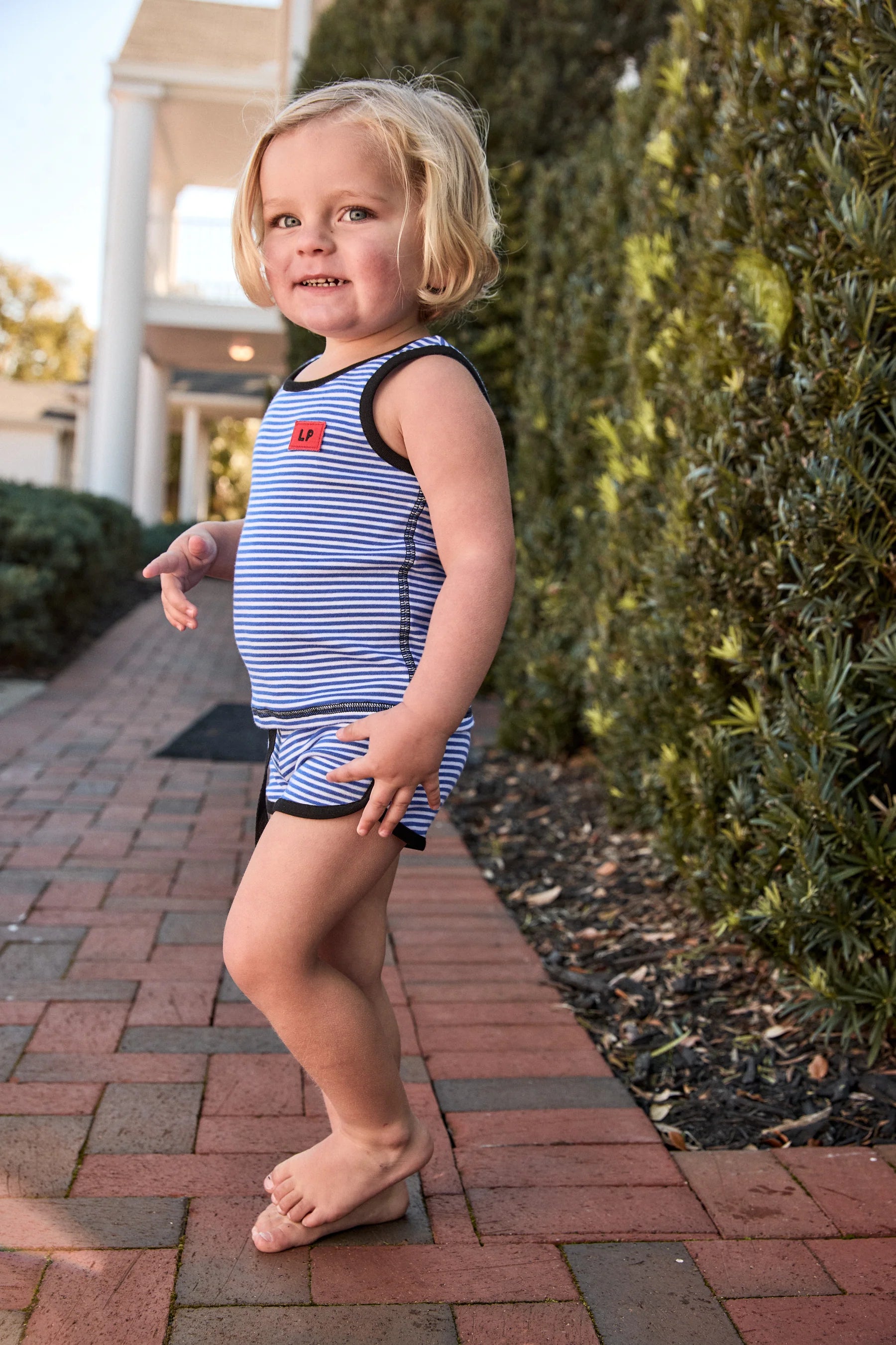 Heart Play Baby Tank Set Royal Blue