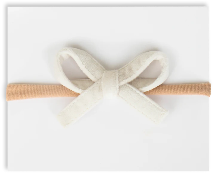 Mini Velvet Bow Headband Cream