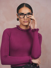 Soft Ruffle Mock Neck Top
