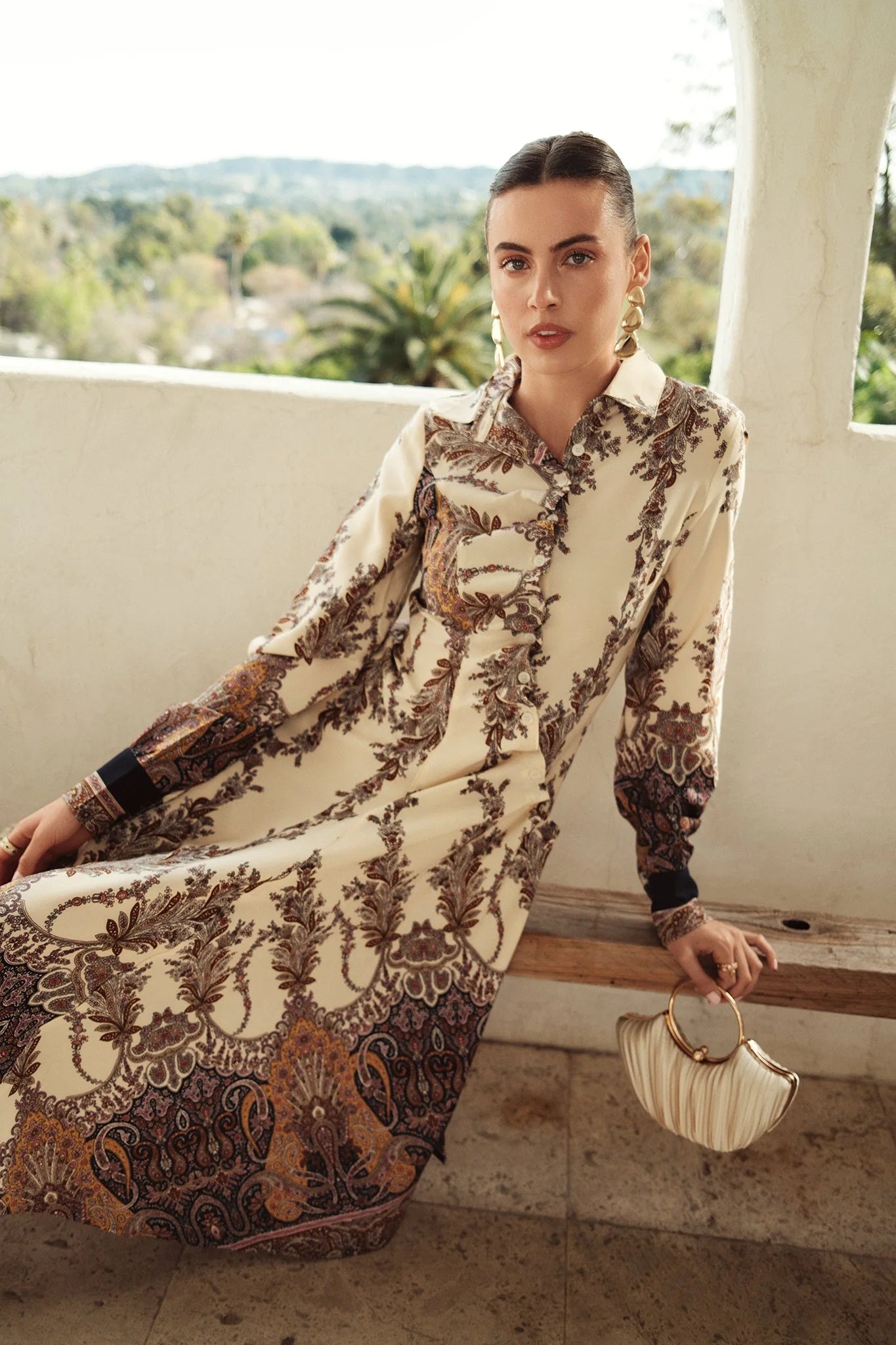 Bliss Gathered Button Paisley Dress