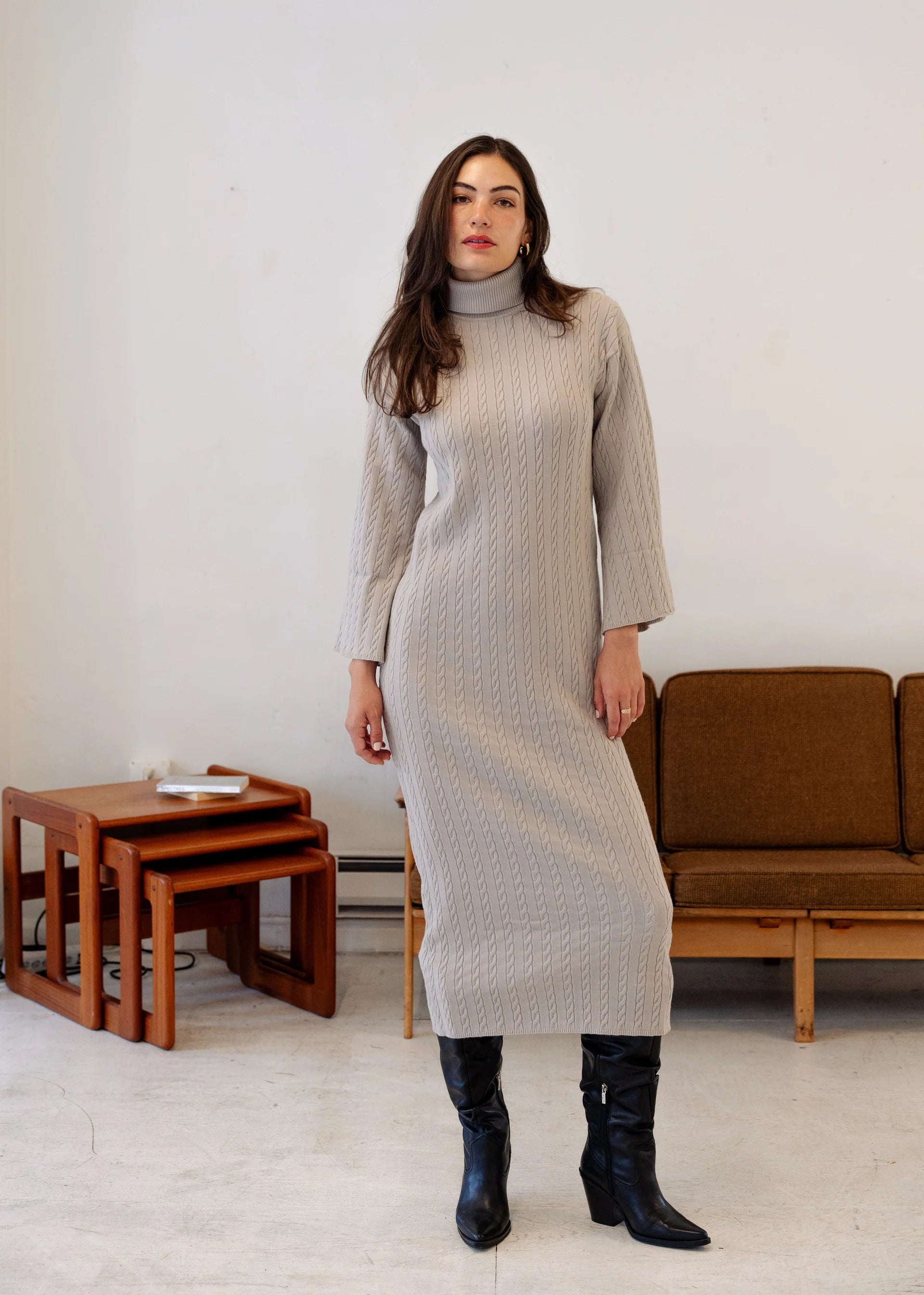 Cable Knit Bell Sleeve Dress