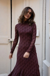 Velvet Print Mesh Dress