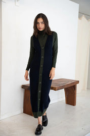 Green Knit Colorblock Vest Dress