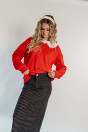 PINSTRIPE DENIM SKIRT