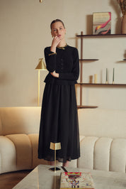Bliss Peplum Chiffon Dress Black