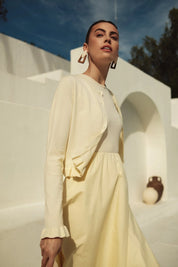 Bliss Ruffle Bottom Cropped Cardi Butter Yellow