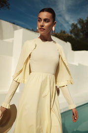 Bliss Ruffle Bottom Cropped Cardi Butter Yellow