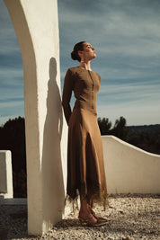 Bliss Scalloped Edge Knit Cardi Olive