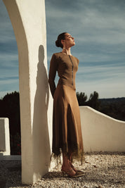 Bliss Asymmetric Hem Lace Bottom Skirt Olive