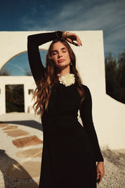 Bliss Ruched Jersey Dress Black