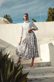 Bliss Smocked Waist Skirt Blue/White