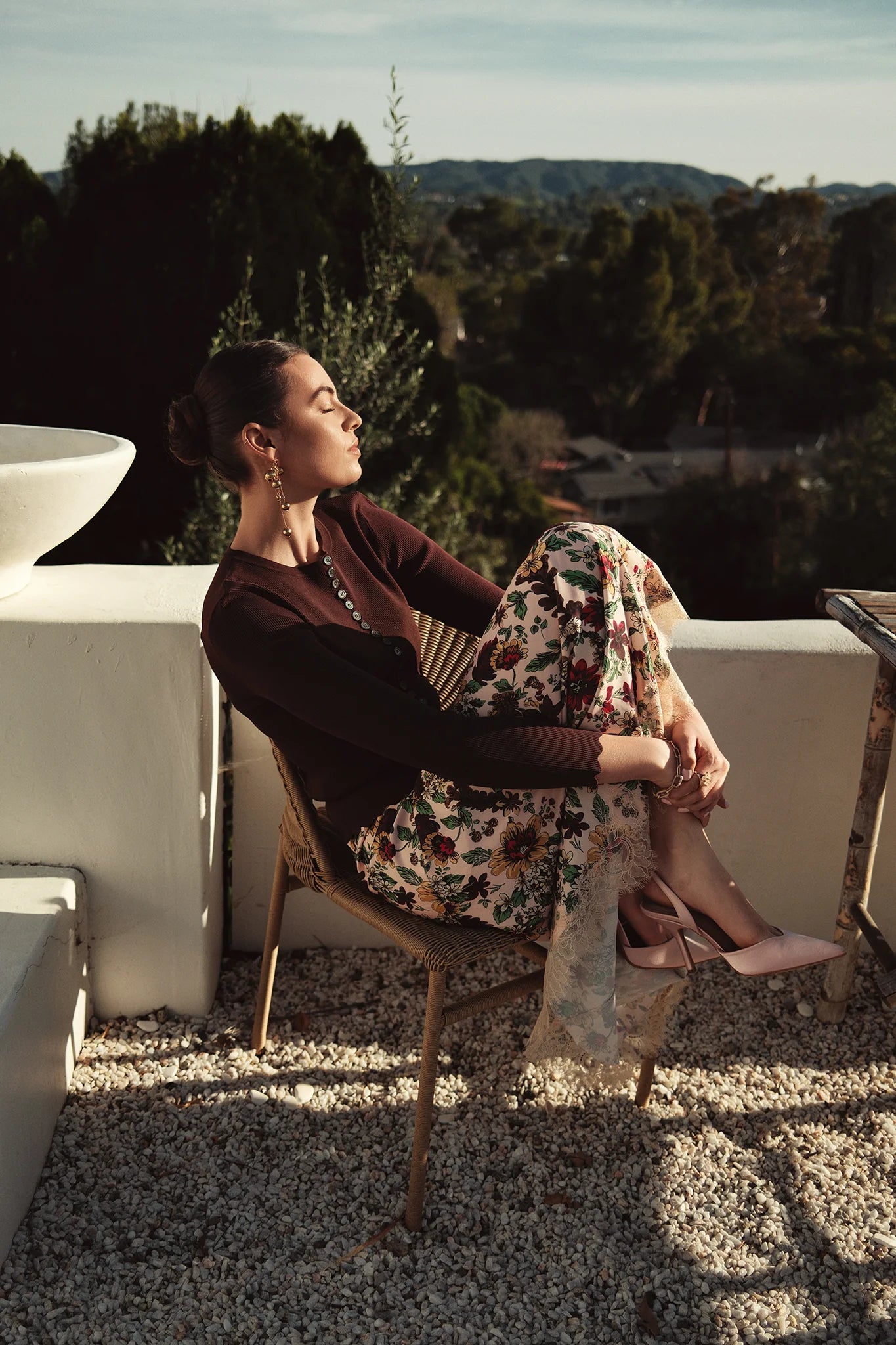 Bliss Lace Hem Skirt Light Floral