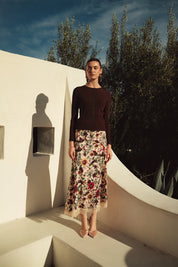 Bliss Scalloped Edge Knit Cardi Brown