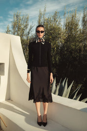 Bliss Scalloped Edge Knit Cardi Black