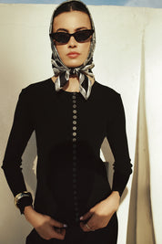 Bliss Scalloped Edge Knit Cardi Black