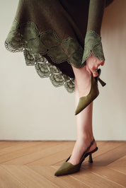 Bliss Knit Embroidered Skirt Olive