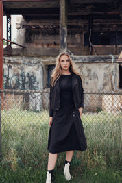 Olive Noir Button Skirt