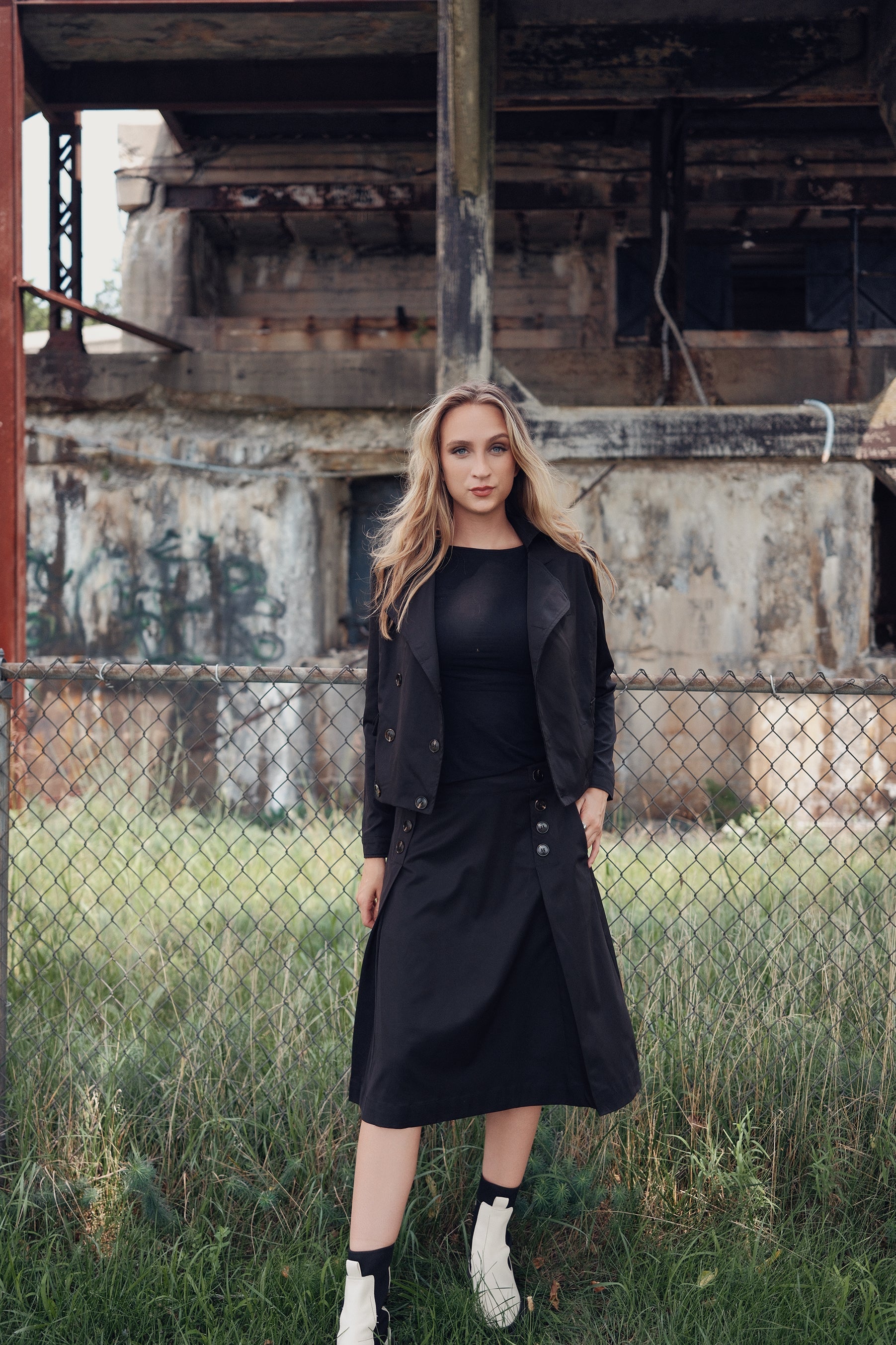Olive Noir Button Skirt