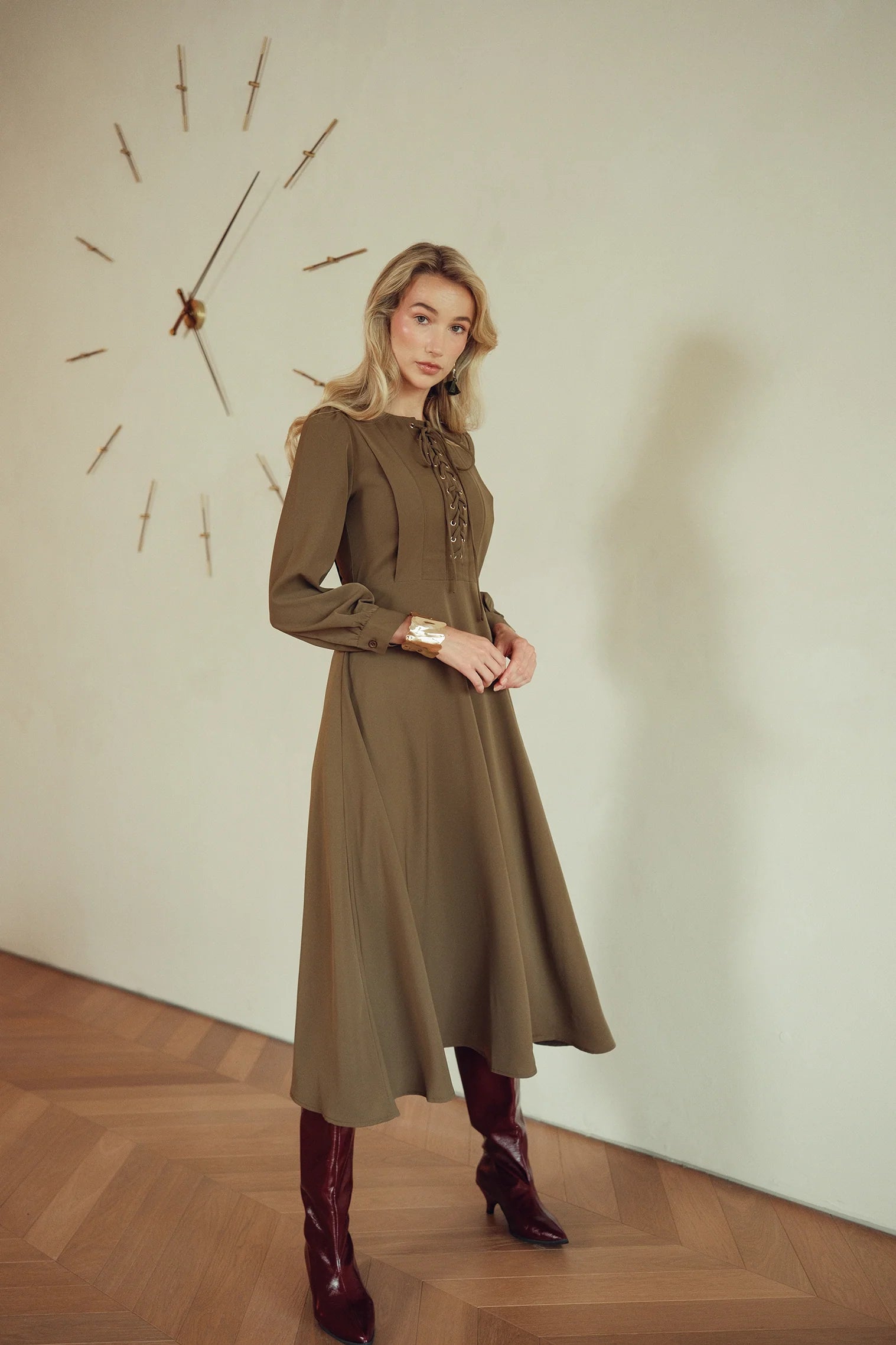 Bliss Laced Tie Dress Olive