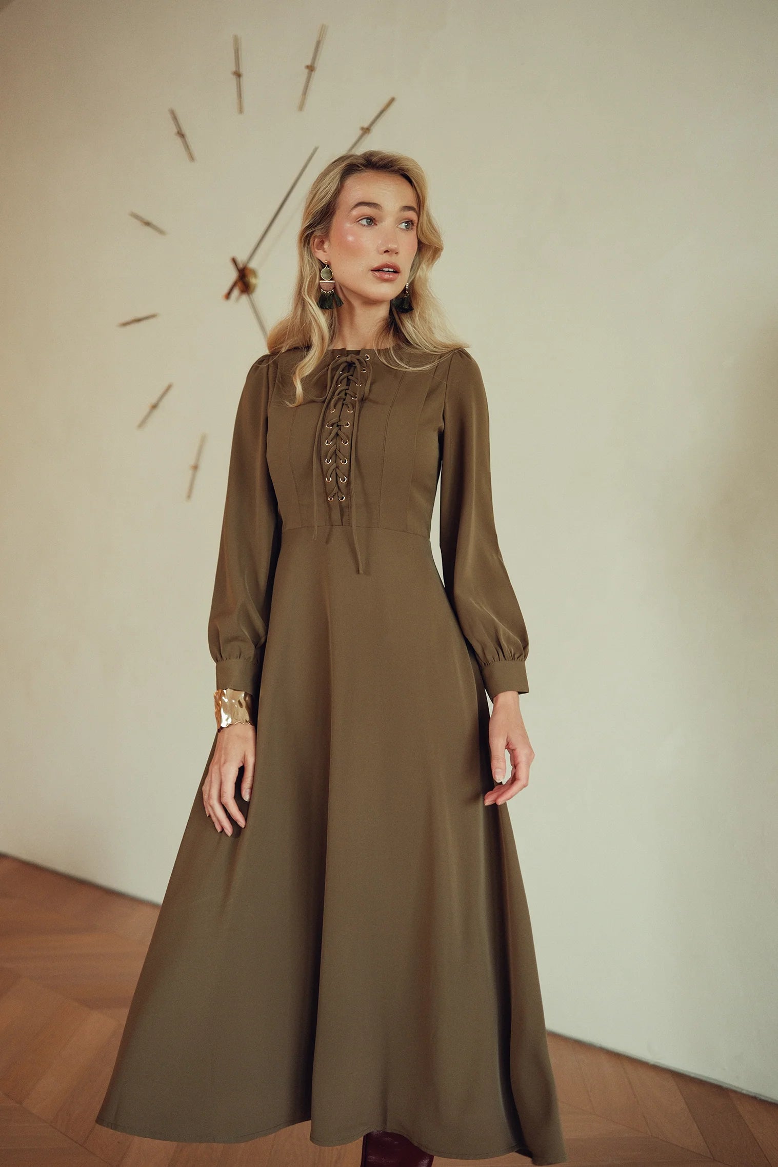 Bliss Laced Tie Dress Olive