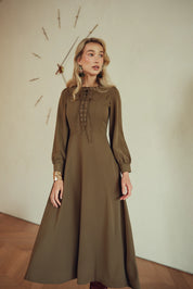 Bliss Laced Tie Dress Olive