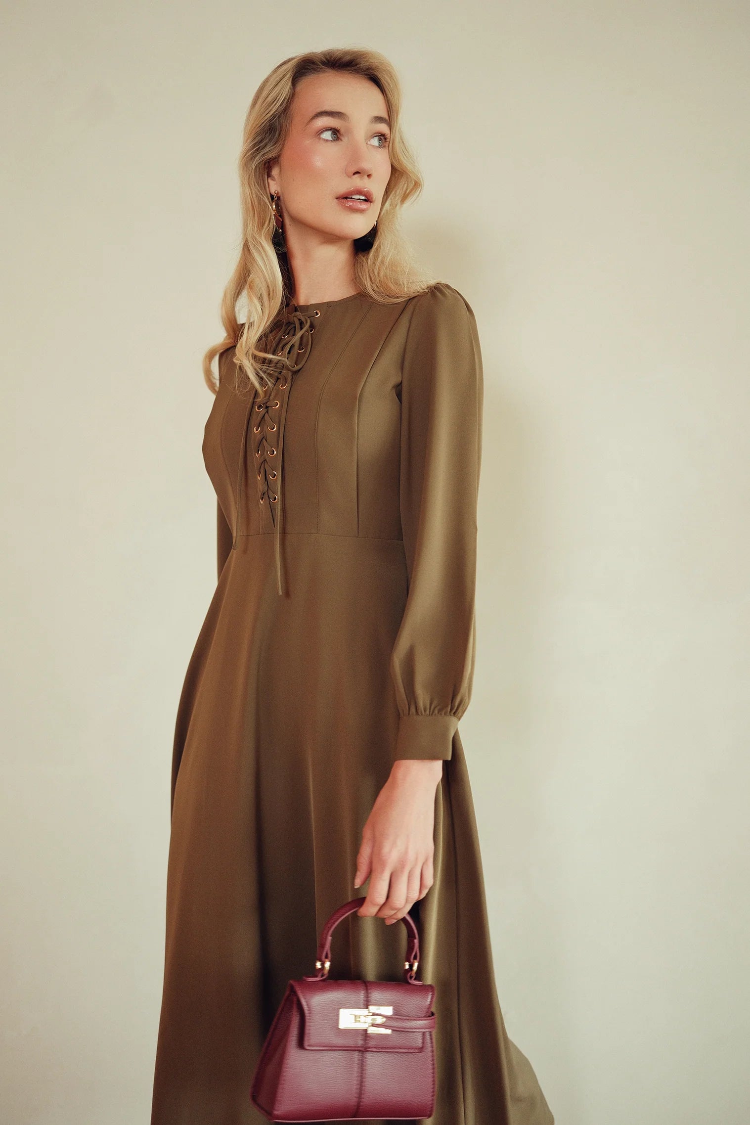 Bliss Laced Tie Dress Olive
