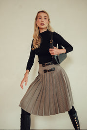 Bliss Double Buckle Plaid Skirt