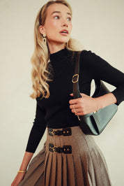 Bliss Double Buckle Plaid Skirt