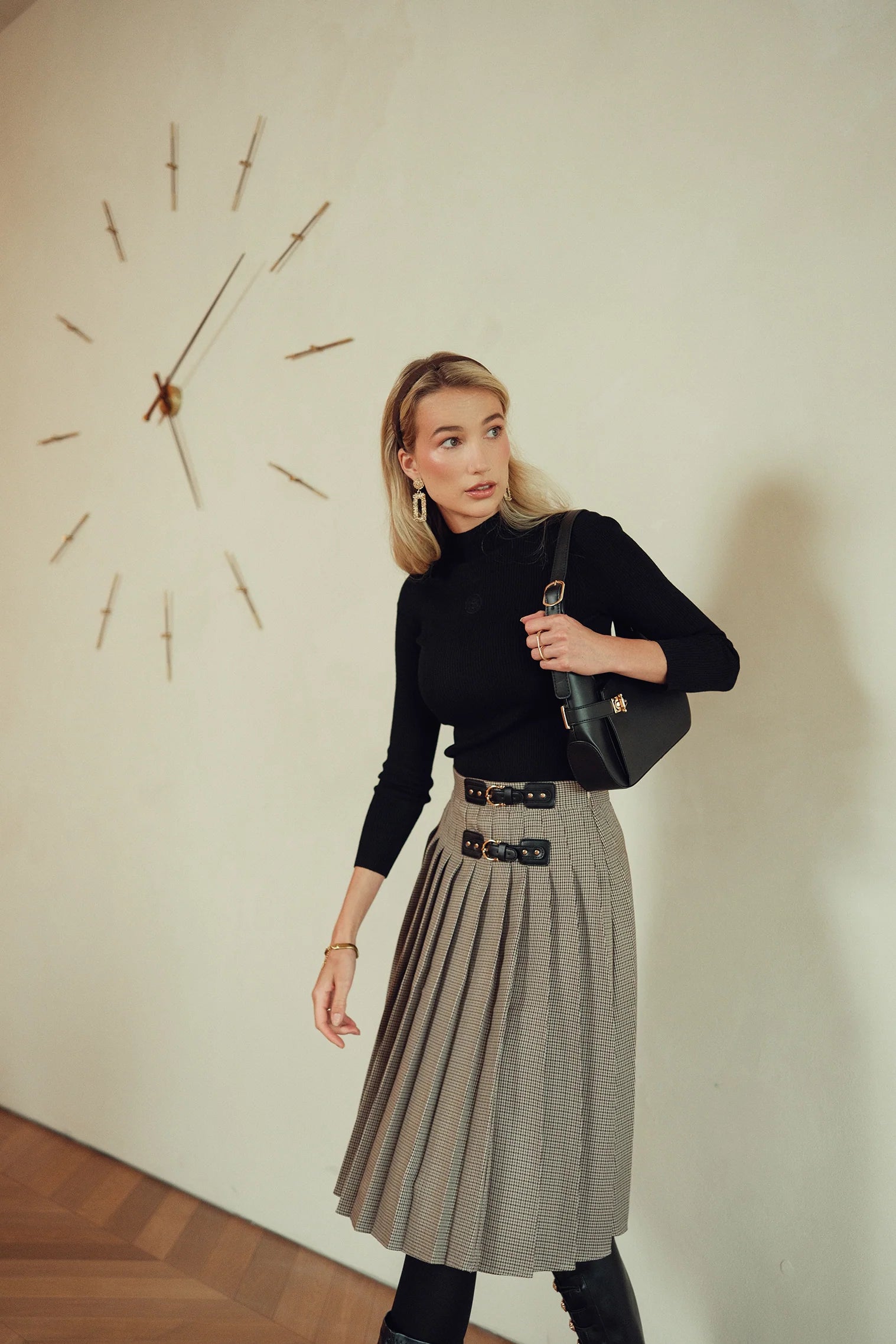 Bliss Double Buckle Plaid Skirt