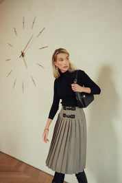 Bliss Double Buckle Plaid Skirt