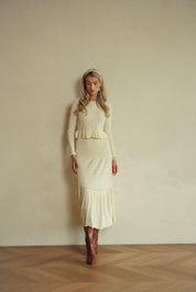 Bliss Pointelle Ruffle Skirt Cream