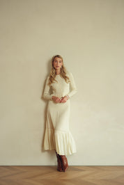 Bliss Pointelle Ruffle Skirt Cream