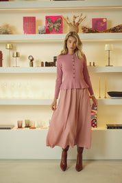 Bliss Peplum Chiffon Combo Dress Foxglove Pink