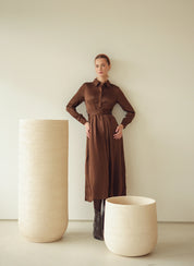 Bliss Pintuck Midi Dress Brown