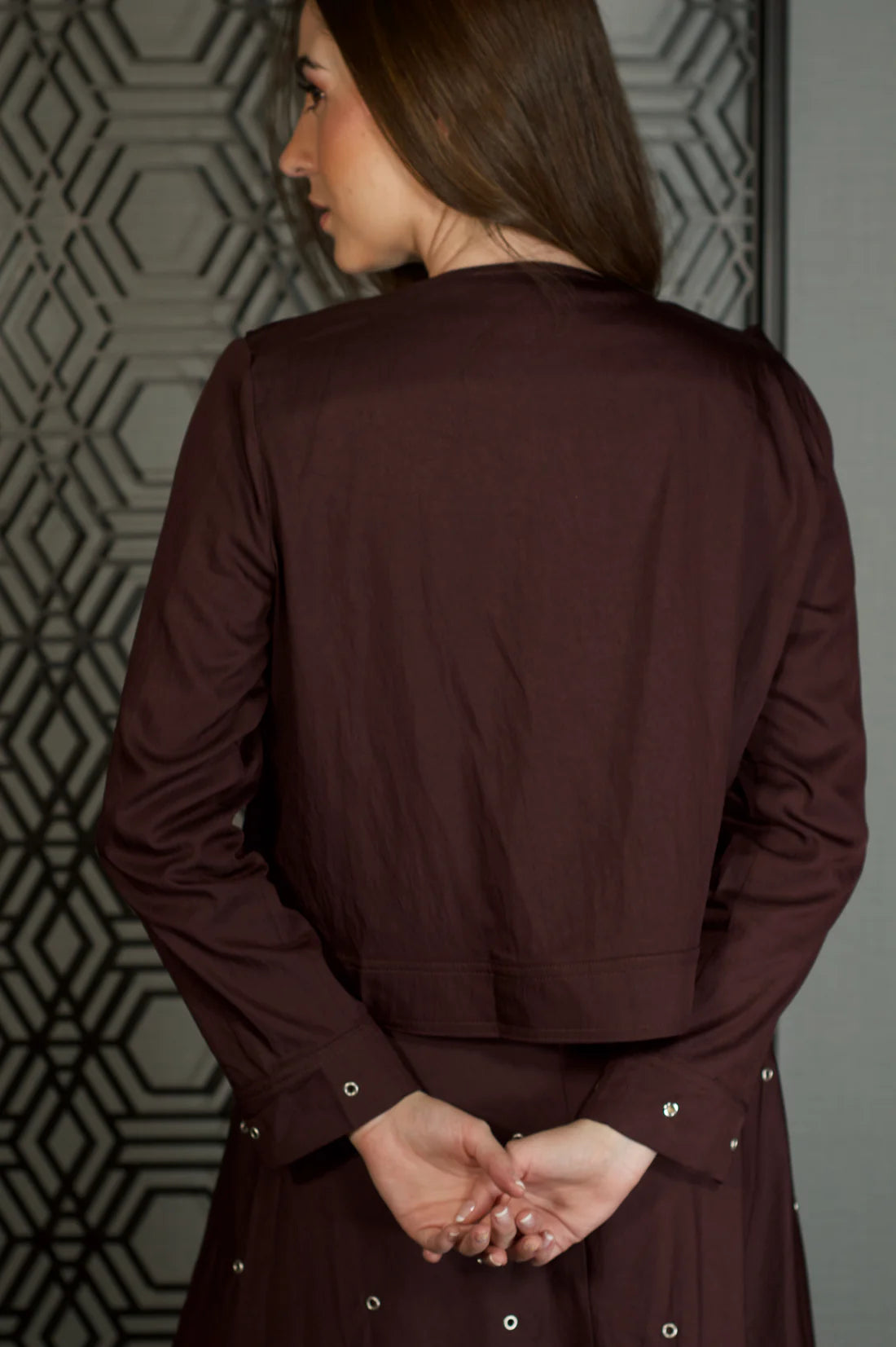 Metallic Bloom Jacket Eggplant