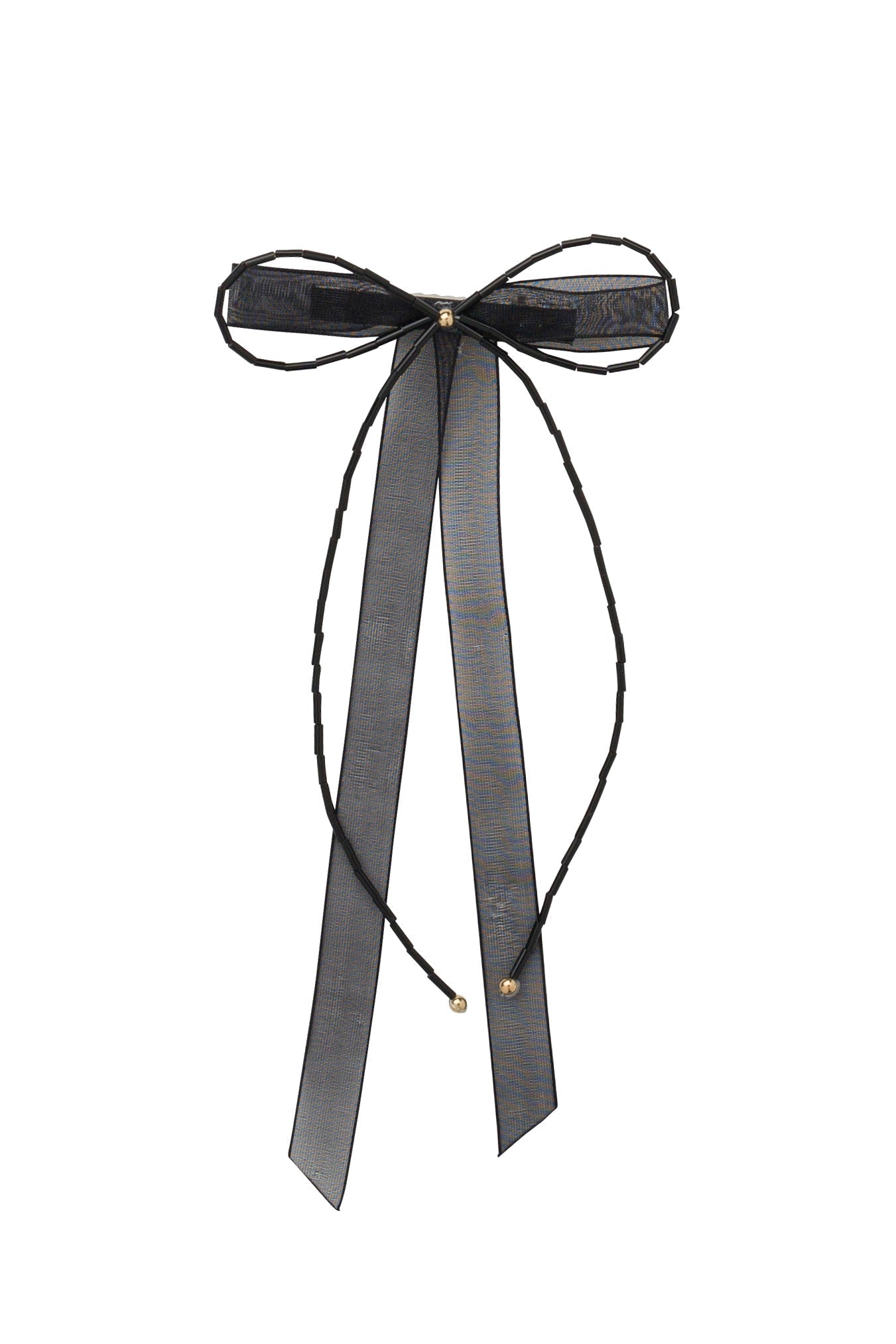 Dainty Fairy Beaded Bow - Black