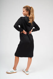 Pull Over Hoodie Dress - Black
