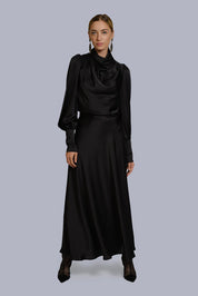 Silk A-Line Skirt Black